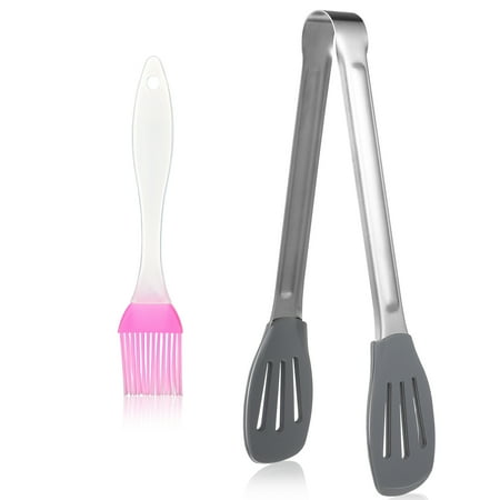 

PTOOTP 1Set Silicone Kitchen Utensils Including Food Tong and Oil Brush for Cooking