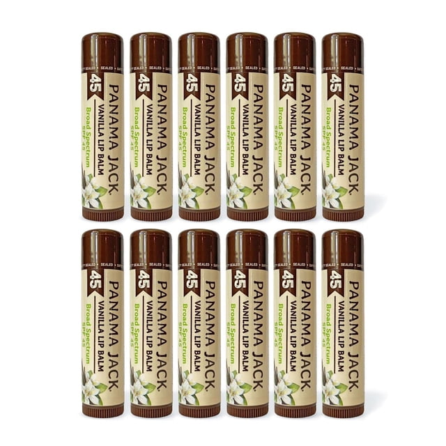 Bálsamo labial protector solar Panama Jack SPF 45 de amplio espectro, paquete de 12