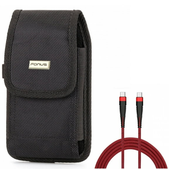 Swivel Case Belt Clip w Type-C to USB-C 10ft PD Cable for Samsung Galaxy A73 5G,A53 5G,A33 5G Phones - Holster Rugged Cover Pouch, Charger Cord Power Wire Sync