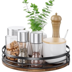 LAMU 9-Inch Wooden Lazy Susan Organizer