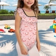 thumbnail image 3 of Uorisanigo Kids Swimsuits for Girls Cute Pig One Piece Swimwear Bathing Suit Size 13-14 Ruffle One Shoulder Beach Swimming Suit Pool Party, 3 of 7