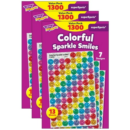 TREND Colorful Sparkle Smiles superSpots Value Pack, 1300 Per Pack, 3 Packs