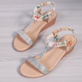 thumbnail image 5 of WIZUTIZ Sandales Compensées pour Femmes Sandales de Randonnée Femmes Sandales Confortables Élastiques Ornées de Bijoux à Enfiler Bout Rond Chaussures d'Été Talon Bas (1 Pouces-2 Pouces) Sandales Solides Larges Vacances Get It Today Beige, 5 of 5
