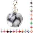 thumbnail image 2 of Pom Pom Keyring Faux Fur Decorative Fuzzy Ball Keychain Bag Charm for Women, 2 of 10