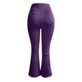 thumbnail image 4 of CAIVO Bootcut Flared Yoga Leggings for Women High Waist Solid Color Full Length Stretchy Casual Athletic Pants for Travel Gym Daily Life Running Fitness Trousers , Purple, 4 of 5