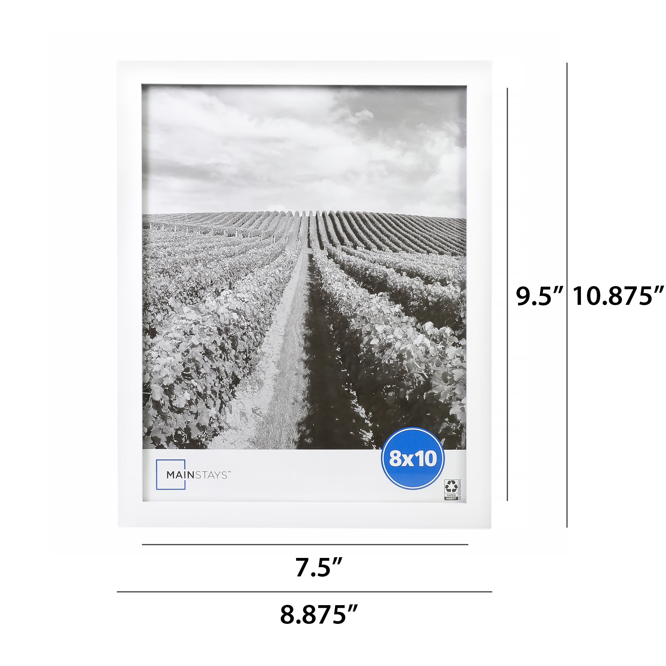 Mainstays – 8x10 Picture Frame – White Gallery Linear Program Tabletop & Wall Photo Frame
