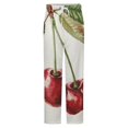 thumbnail image 5 of Cherry Watercolor With Leaves Winter Female Pants Flannel High Waist Women Pants Lady Warm Straight Leg Plush Trousers, 5 of 7