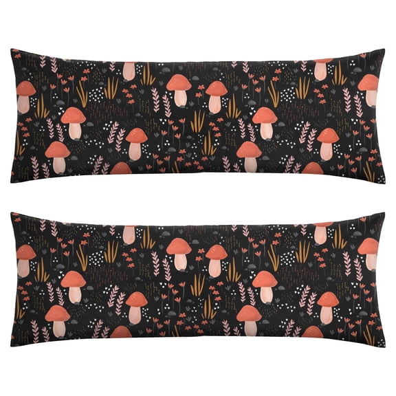 Boho Mushroom Body Pillow Cover - Soft & Breathable Fabric, Hidden Zipper, 20"x54", Vintage Mushroom Print - Perfect Gift for Side Sleepers, Cottagecore Decor & Pregnancy Support