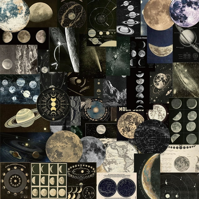 Paquete de pegatinas Vintage Astronomy, 50 unidades, impermeables, para álbum de recortes