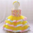 thumbnail image 4 of ZACPNCV Baby Girl Dress Sleeveless Sequins Princess Dresses Toddler Wedding Birthday Party Gown Dresses Yellow 12-18 Months, 4 of 9
