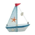 thumbnail image 1 of Wooden Sailboat Ornament Mediterranean Style Sailboat Model Wooden Craft Home Table Decoration, 1 of 6