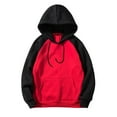 thumbnail image 4 of Mens Fall Hoodie Pullover Zipper Splicing Large Size Sweater Mens Workout Clothing,Red,XL, 4 of 4