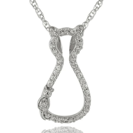 The Humane Society of the U.S. Sterling Silver and CZ Cat Silhouette Pendant, 18