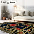 thumbnail image 2 of ODIKA 2'x3' Machine Washable Non-Slip Area Rug, Heritage Banner Motif Featuring Interlocking Emblems and Abstract Laurels High Traffic Rug with Pad, Blue, 651768, 2 of 8