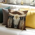 thumbnail image 3 of SHANXI Skull Pillow Cover with Style Pillow Case Bull Skull Brown Flannel Pillow Covers Cushion Cover Decor for Sofa Couch 18x18in, 3 of 5