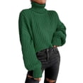 thumbnail image 1 of Liacowi Women Juniors Knitted Turtleneck Sweater Long Sleeve Pullover Casual Jumpers Tops Fall Loose Knitwear for Teen, 1 of 2