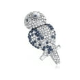 thumbnail image 1 of Clear Sapphire Blue Crystal Rhinestone Cute Hooting Happy Owl Perched Brooch Pin, 1 of 4