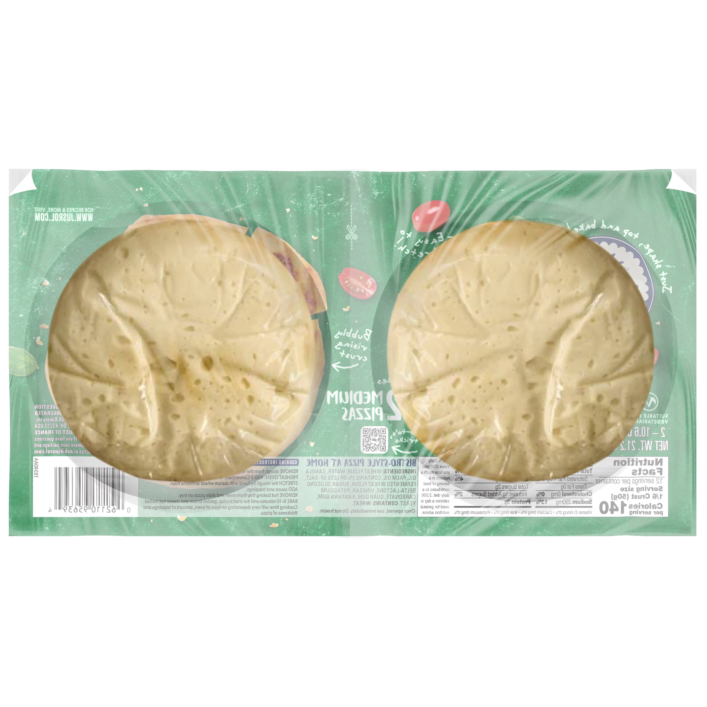 Jus-Rol Pizzeria Style Snap Pizza Dough, Refrigerated Pizza Dough, 21.2 oz, 2 Dough Balls, Ready to Bake for Homemade Pizza