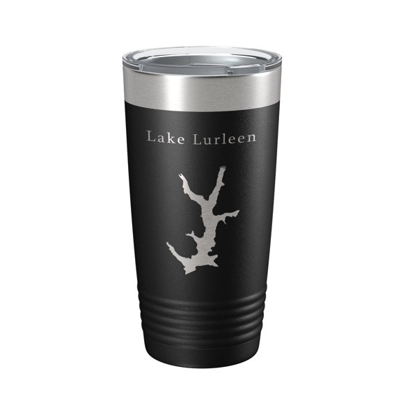 Lake Lurleen Map Tumbler Travel Mug Insulated Laser Engraved Coffee Cup Alabama 20 oz Black