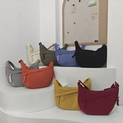 Women's Nylon Crescent Crossbody Bag, Adjustable Strap Casual Shoulder Bag, Large Capacity Water-Resistant Hobo Purse for Everyday & Travel, 8 Colors, One Size