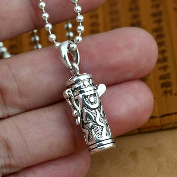 HOOUN Solid 925 Sterling Silver Pendant Men Women Lucky Pattern Fire Box Pendant