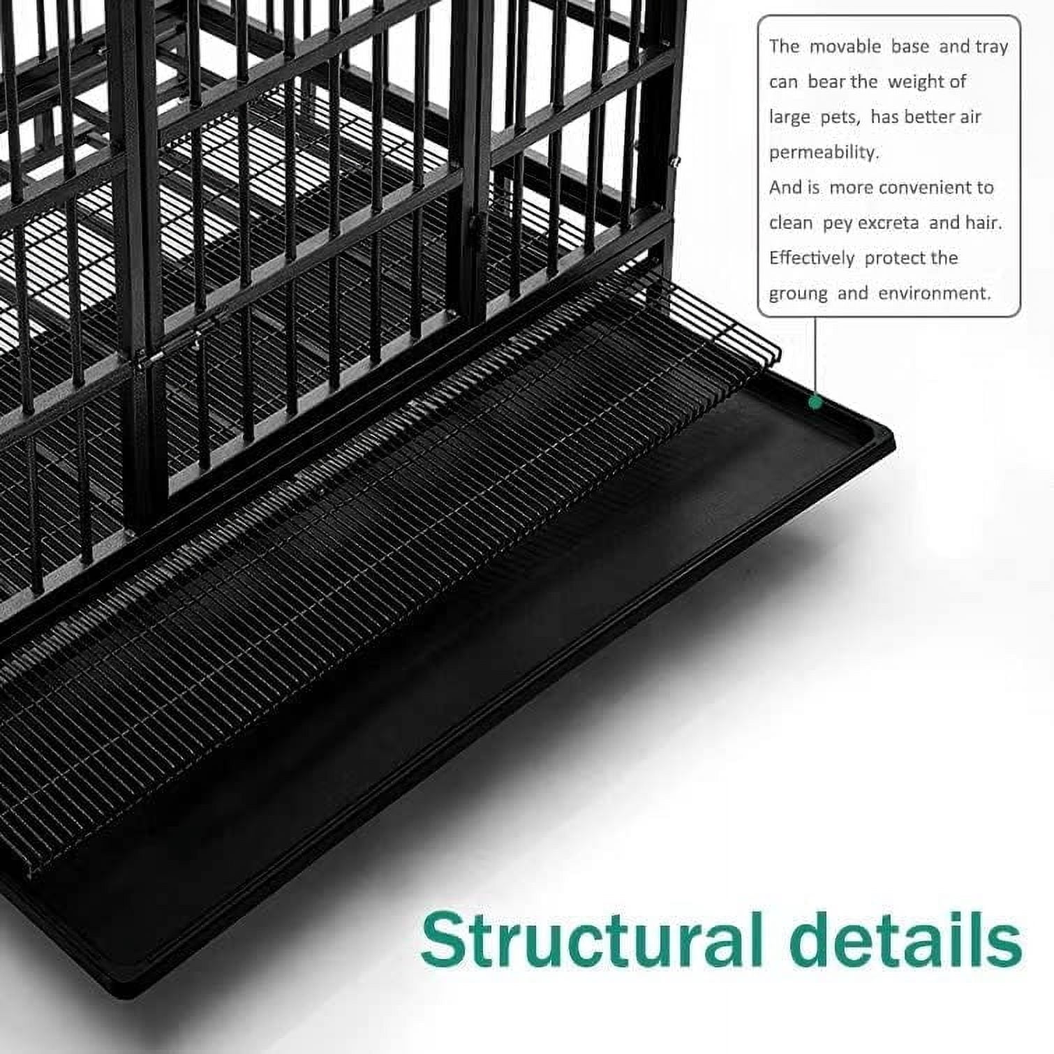 WOKEEN 38 Inch Heavy Duty Dog Crate Cage Kennel with Wheels, High Anxiety Indestructible, Sturdy Locks Design, Double Door and Removable Tray, Extra Large XL XXL