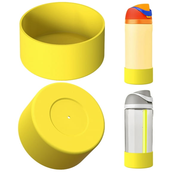 Linkidea 2 Pack Water Bottle Boot Compatible with Owala FreeSip 16oz, FreeSip Tritan 25oz, Silicone Anti-Slip Bottle Bottom Bumper Protector (Yellow)
