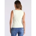 thumbnail image 3 of DARING DIVA Women's Knit Sleeveless Boat Neck Fitted Textured Tank Top M Beige, 3 of 6
