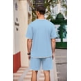 thumbnail image 3 of COOFANDY Men's Waffle Shirt and Shorts Set 2 Piece Outfits Casual Summer Tracksuits Set with Pockets, 3 of 5