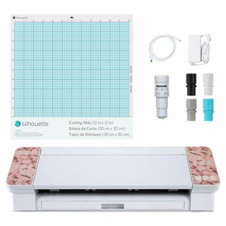 Silhouette Cameo 4 with Bluetooth, 12x12 Cutting Mat, Autoblade 2, 100 Designs and Silhouette Studio Software - Pink Pattern Edition