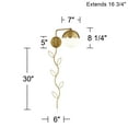 thumbnail image 7 of 360 Lighting Kelowna Modern Swing Arm Wall Lamp with Cord Cover Brass Plug-in Light Fixture Glass Globe Shade for Bedroom Bedside Living Room Reading, 7 of 7