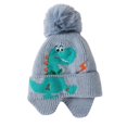 thumbnail image 6 of Hessimy Kids Dinosaur Embroidered Knit Pom Beanie with Earflaps,Winter Warm Hat for Kids, 6 of 6