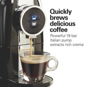 Hamilton Beach Espresso Machine, Compatible with Nespresso Original Capsules, Black with Chrome Accents
