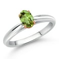 thumbnail image 2 of Gem Stone King 925 Sterling Silver and 10K Rose Gold Prongs Green Peridot Solitaire Engagement Ring for Women (0.50 Cttw, Oval 6X4MM, Gemstone August Birthstone, Available in Size 5, 6, 7, 8, 9), 2 of 4