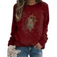 thumbnail image 1 of Blusa de manga larga de otoño para mujer Blusa con cuello redondo Camiseta casual Camisas estampadas, 1 of 2