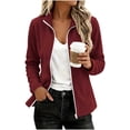 thumbnail image 2 of Feancey Womens Fleece Jackets Full Zip Stand Collar Lightweight Jacket Long Sleeve Casual Zip Up Cardigan Jackets Fall Outerwear with Pockets Wine XXL, 2 of 8