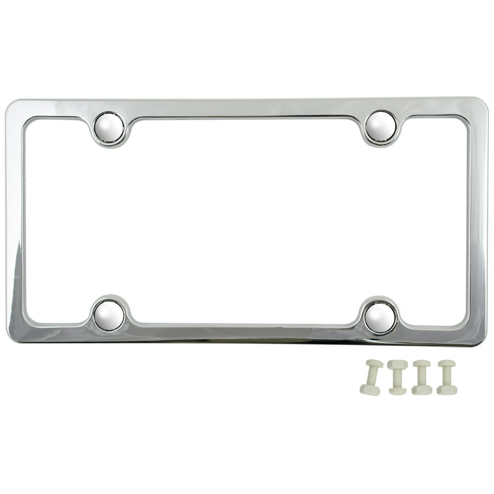 Auto Drive Plastic License Plate Frame with Fasteners, Chrome Walmart