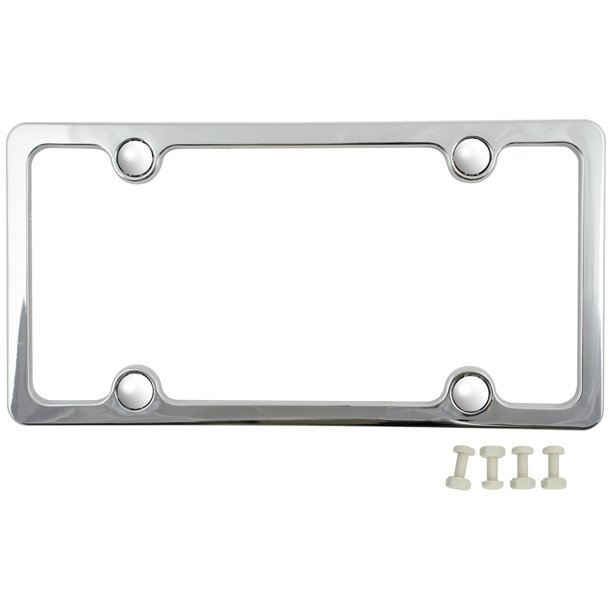Auto Drive Plastic License Plate Frame with Fasteners, Chrome Walmart