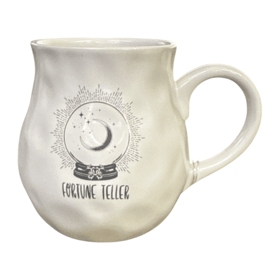 "Fortune Teller" Ceramic Mug – 20 oz Wavy Cup with Moon & Magic Quote