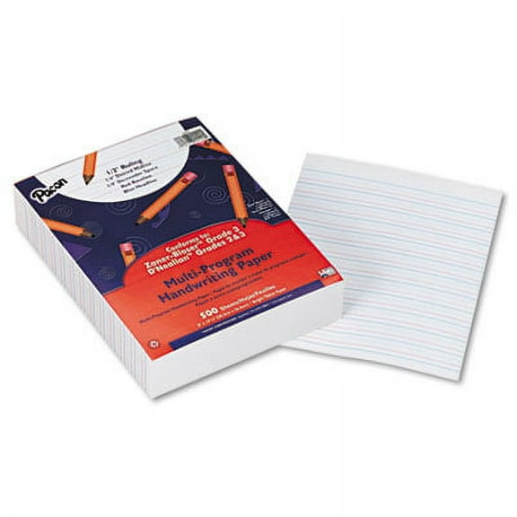 Pacon 2422 Multi-Program Handwriting Paper, 1/2" Short Rule, 10-1/2 x 8, White, 500 Shts/Pk
