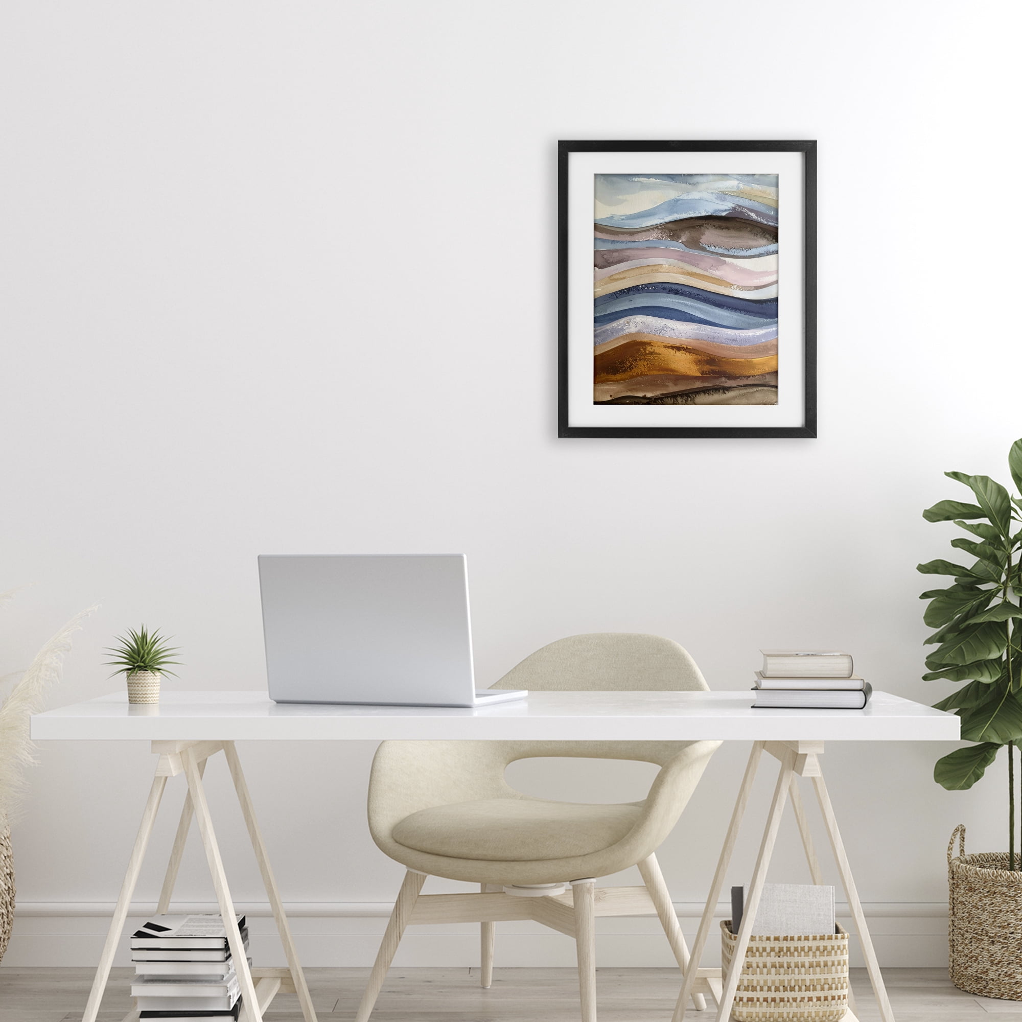 Stupell Industries Ocean Flow Layers Black Framed Print Under Glass, design by Alonza Saunders