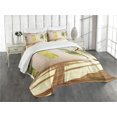 thumbnail image 3 of Ambesonne White Quilted Bedspread Set 3 Pcs, Summer Town House Garden, Queen Size, Pale Caramel White, 3 of 5