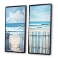 thumbnail image 3 of Designart "Coastal Simplicity Beach Fence II" Coastal Beach Framed Wall Art Set Of 2 - Turquoise Beach Framed Canvas Set For Living Room Decor, 3 of 7
