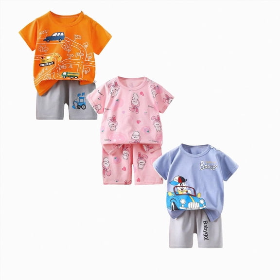 Gerichy Toddler Baby Boy Clothes 6-Pieces Short Sleeve Dinosaur T-shirt Shorts Set 3 6 12 18 24 Months 2T 3TKids Summer Casual Outfit