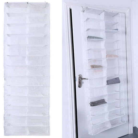 Masteelf White Over the Door Shoe Organizer with 26 Pockets for Storage Saves Space in Bedroom Closet 2 Pieces