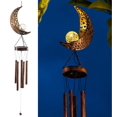 thumbnail image 2 of LHWEN Outdoor Hanging Solar Wind Chimes Warm Moon Glass Decor Outside Decoration Metal Nylon Rope Weather- Long-lasting Musical Tones Night Glow Garden Five Metal Tubes Pleasant Sound Future Longing, 2 of 4
