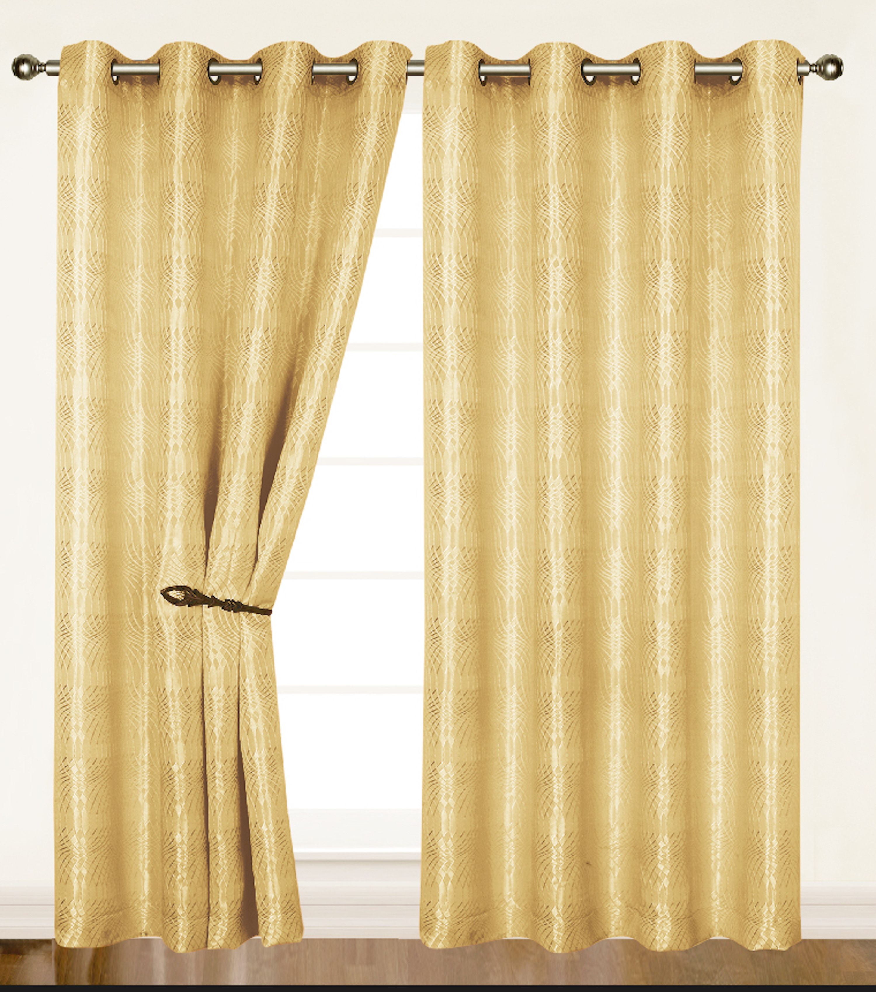 Dainty Home Helen Room Darkening Single Window Curtain Panel in Gold
