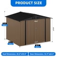 thumbnail image 2 of Dextrus 7x5ft Weatherproof Metal Storage Shed, Lockable Ventilated Outdoor Tool Shed for Backyard Patio Lawn, Brown, 2 of 10