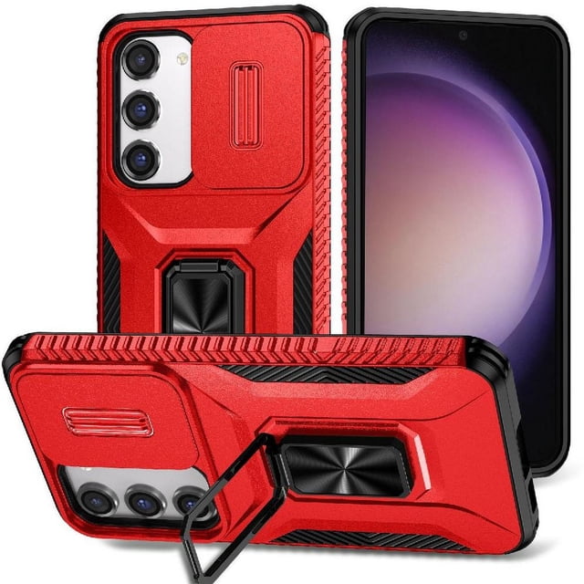 Funda para GANGXUN Samsung Galaxy S23 - Soporte metálico, Función magnética, Rojo