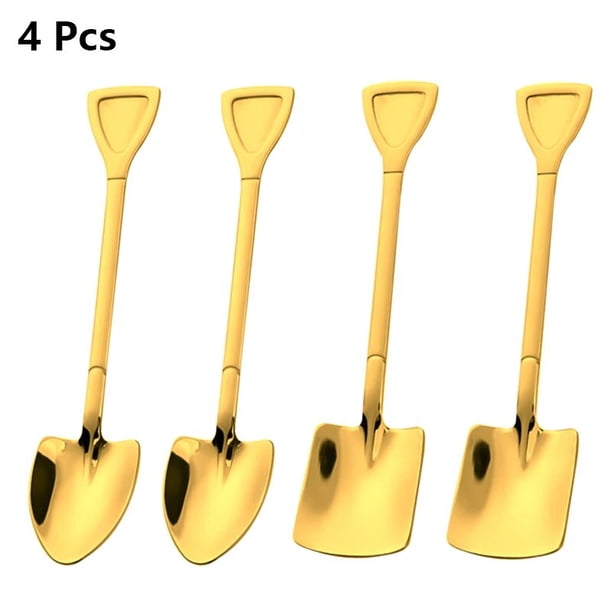 Cucharas de pala de acero inoxidable para café, cucharas de té creativas para helado, fruta, postre, vajilla, juegos de cubiertos, 4 piezas